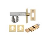 22560K70KTES - Euro Mortice Deadbolt Kit - 70mm Backset with Square Euro Escutcheon Key/Thumb - Brushed Gold PVD - Entrance