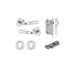 9205KENTR60KT - Sarlat Lever - Round Rose Entrance Kit with Separate High Security Lock - Brushed Chrome - Entrance