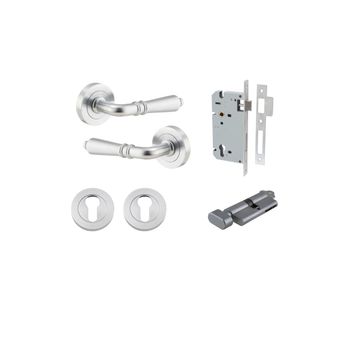 Sarlat Lever - Round Rose Entrance Kit with Separate High Security Lock