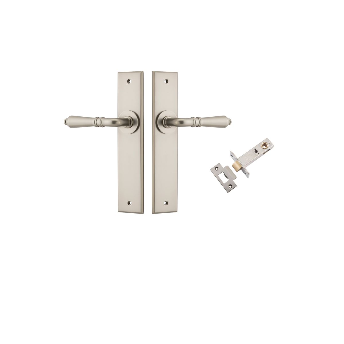 14780KPASS60 - Sarlat Lever - Chamfered Backplate Passage Kit - Satin Nickel - Passage