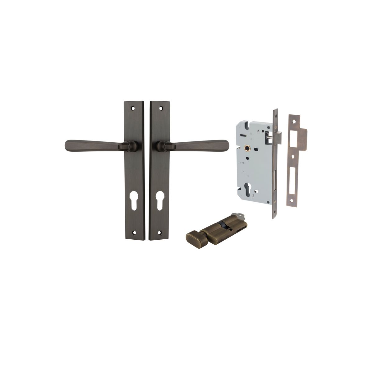 10872KENTR60KT - Copenhagen Lever - Rectangular Backplate Entrance Kit with High Security Lock - Signature Brass - Entrance