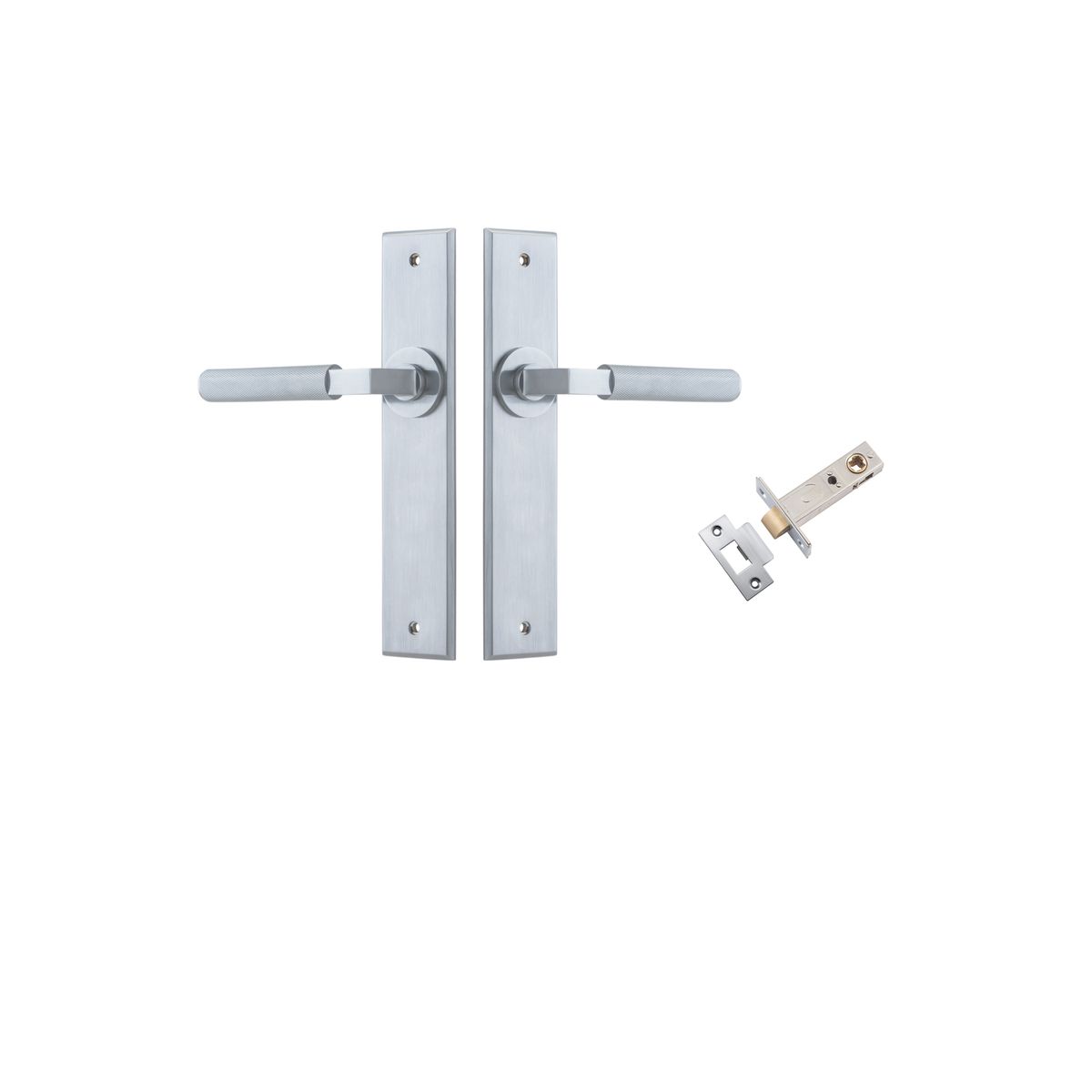 12296KPASS60 - Brunswick Lever - Chamfered Backplate Passage Kit - Brushed Chrome - Passage