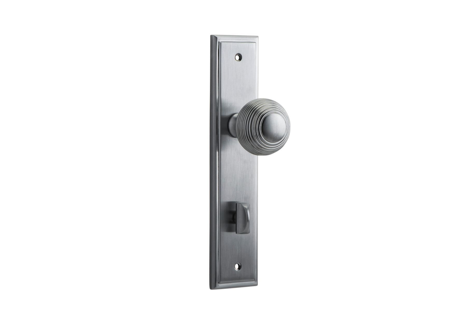 12342P85 - Guildford Knob - Stepped Backplate - Brushed Chrome - Privacy