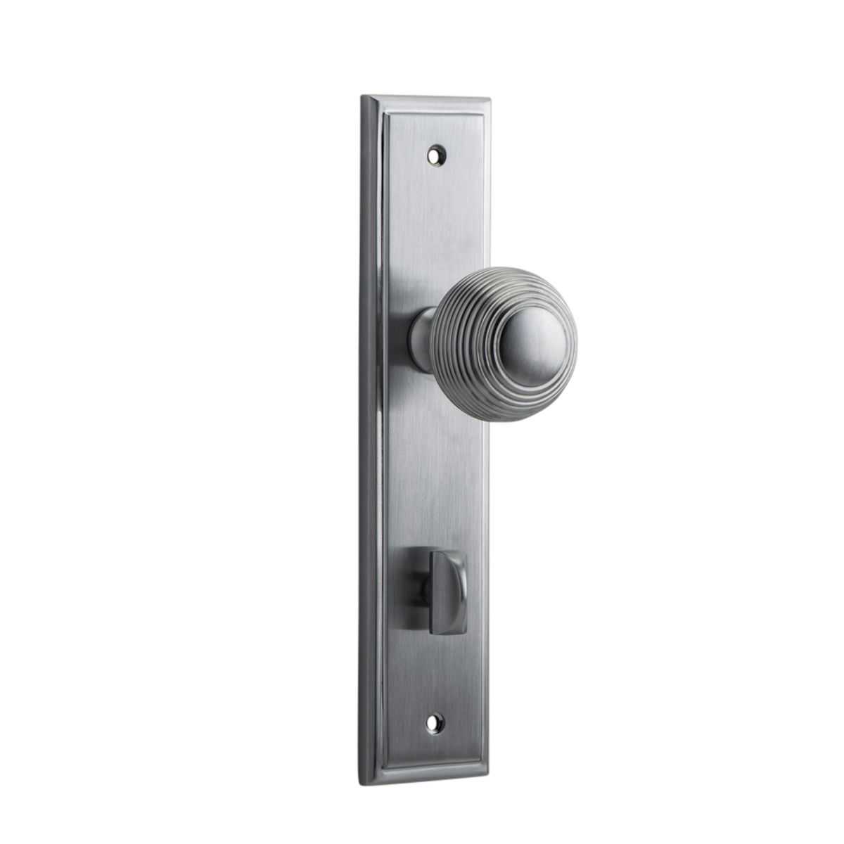 12342P85 - Guildford Knob - Stepped Backplate - Brushed Chrome - Privacy