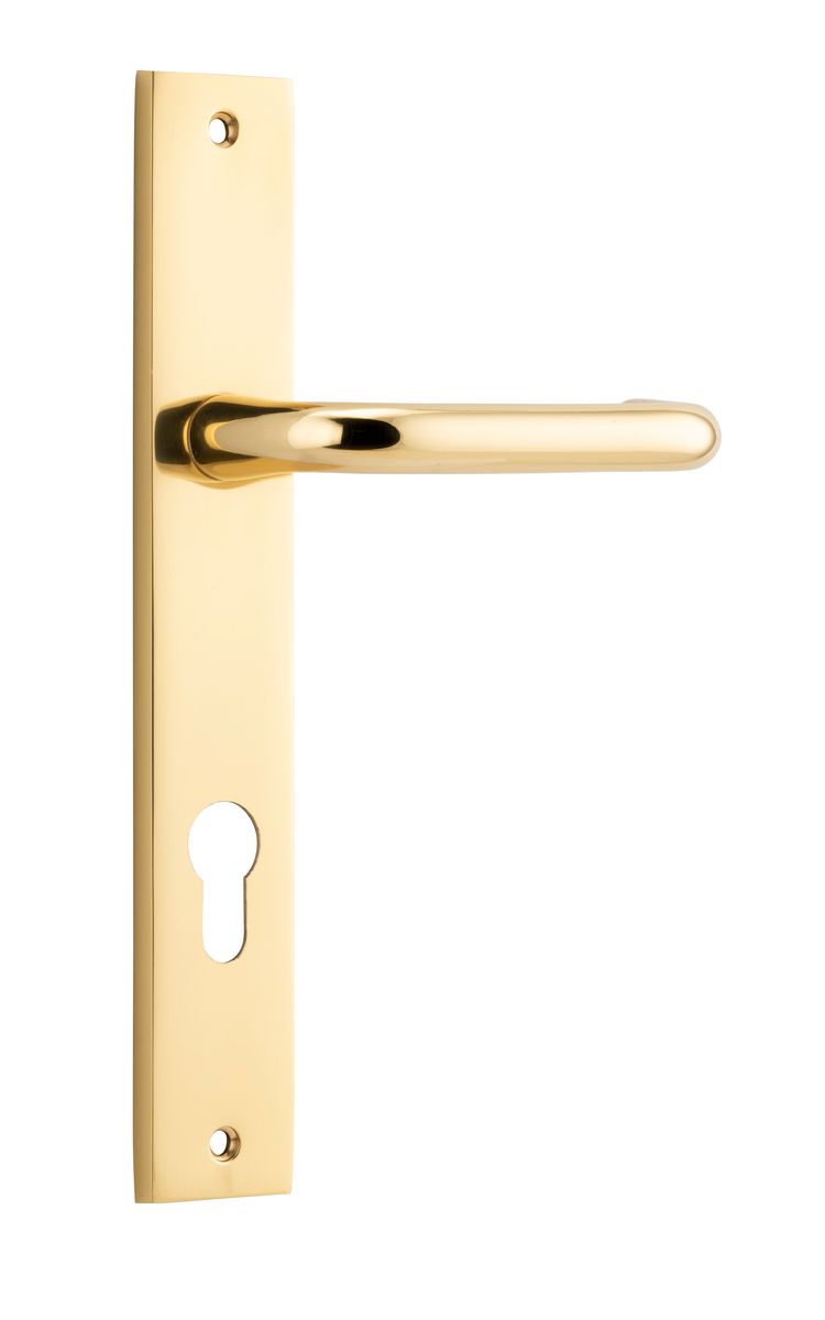10344E85 - Oslo Lever - Rectangular Backplate - Polished Brass - Entrance