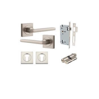 Baltimore Lever - Square Rose Entrance Kit with Separate High Security Lock