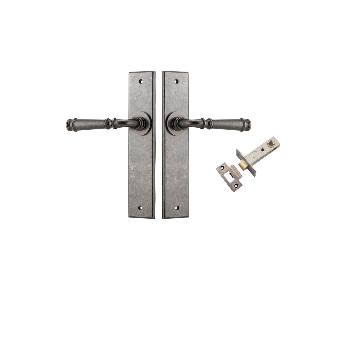 13786KPASS60 - Verona Lever - Chamfered  Backplate Passage Kit - Distressed Nickel - Passage