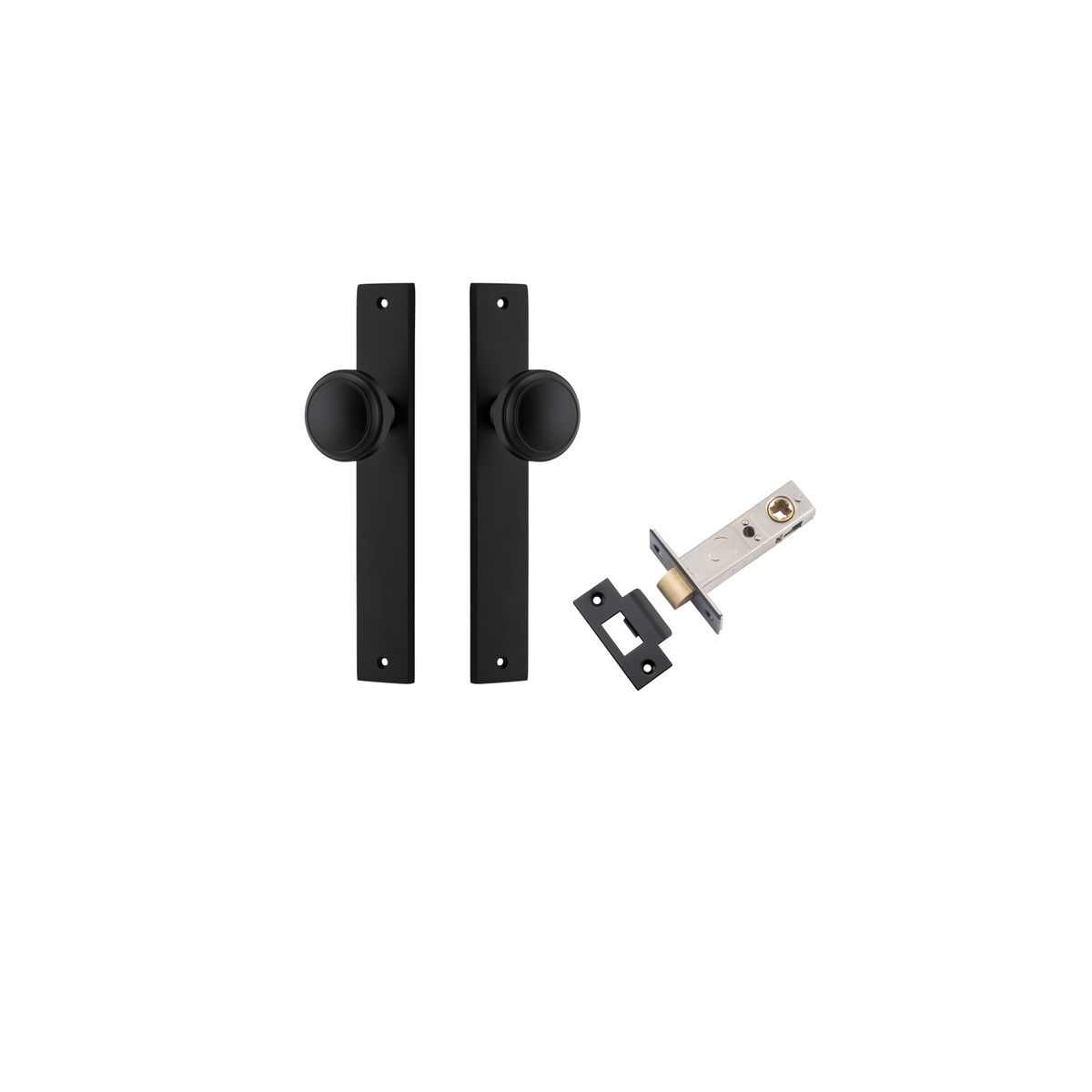 12820KPASS60 - Paddington Knob - Rectangular Backplate Passage Kit - Matt Black - Passage