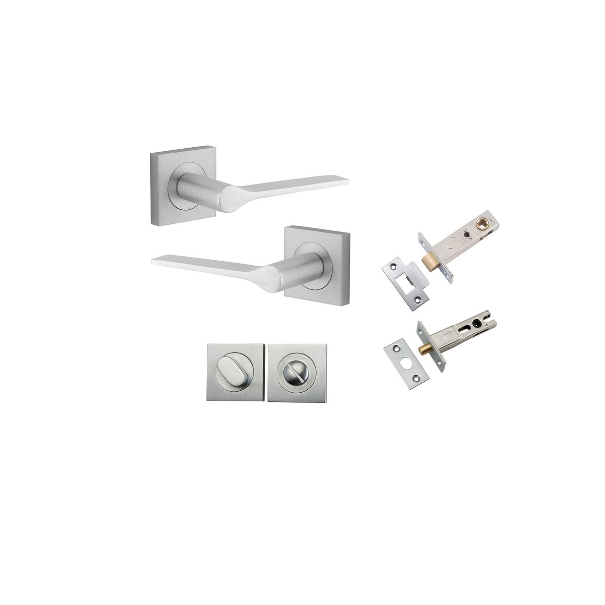0435KPRIV60 - Como Lever - Square Rose Privacy Kit - Brushed Chrome - Privacy