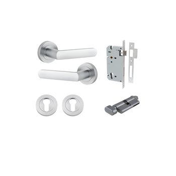 Osaka Lever - Round Rose Entrance Kit with Separate High Security Lock
