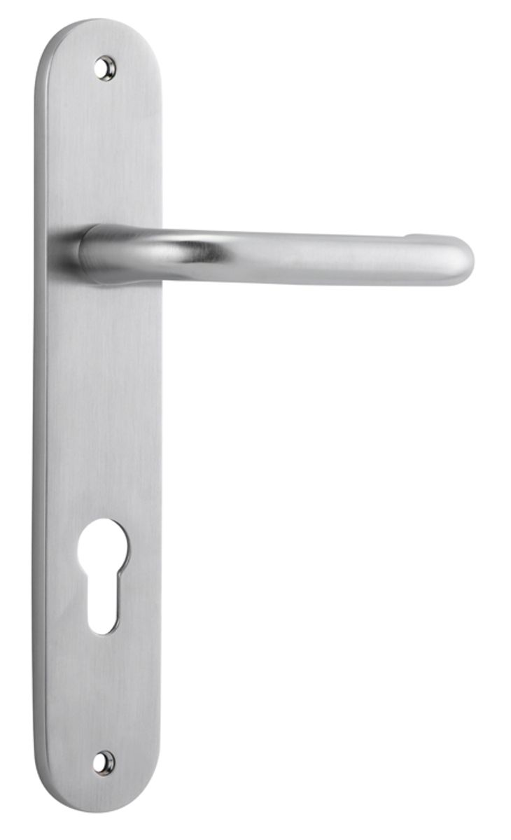 12346E85 - Oslo Lever - Oval Backplate - Brushed Chrome - Entrance