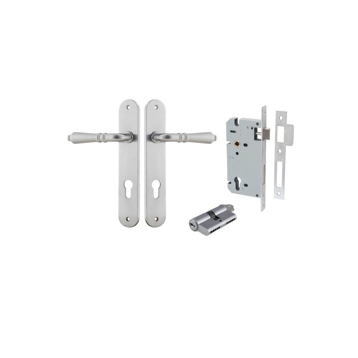 12224KENTR60KK - Sarlat Lever - Oval Backplate Entrance Kit with High Security Lock - Brushed Chrome - Entrance
