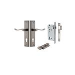 13926KENTR60KT - Stirling Lever - Stepped Backplate Entrance Kit with High Security Lock - Distressed Nickel - Entrance