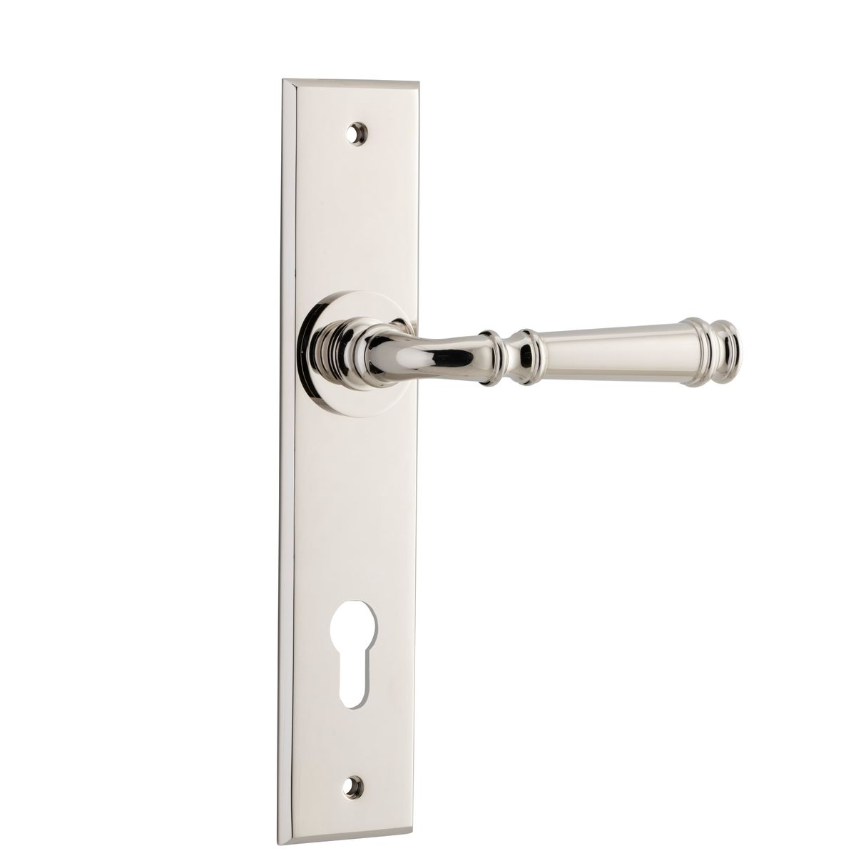 14286E85 - Verona Lever - Chamfered Backplate - Polished Nickel - Entrance