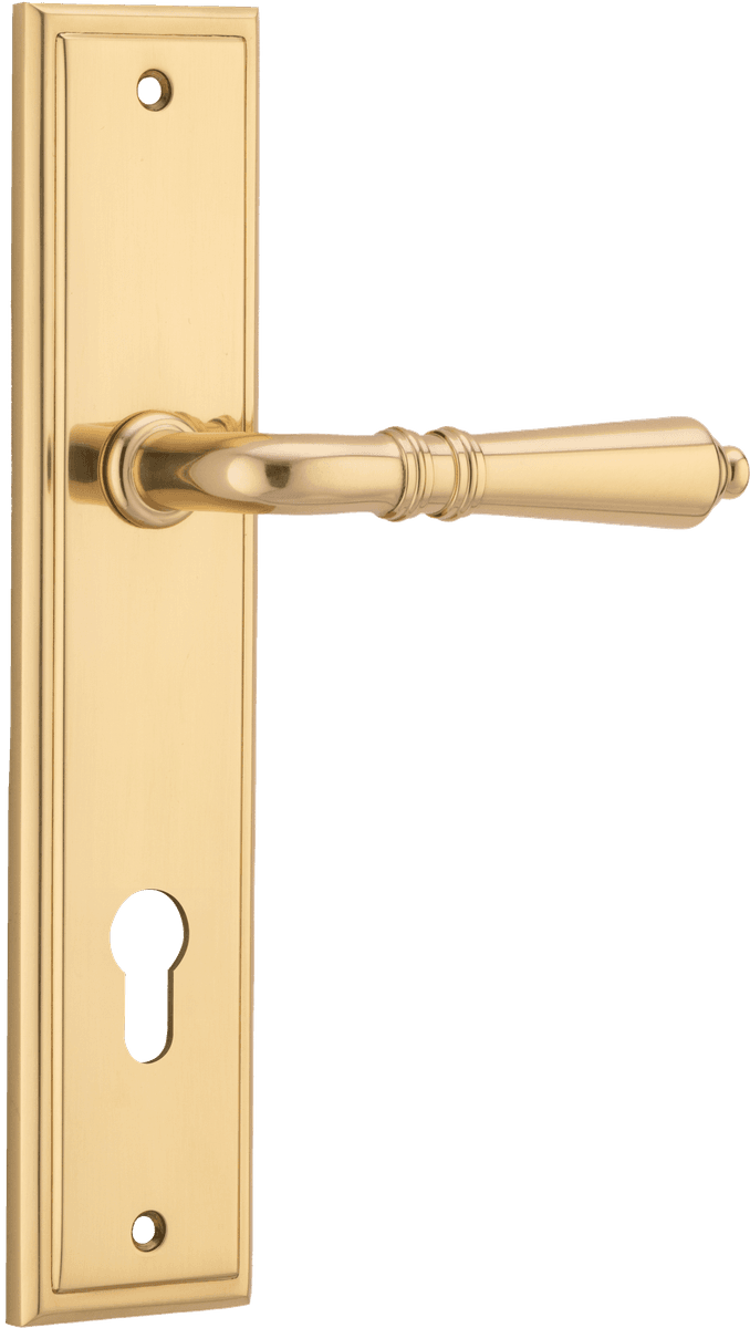 10236E85 - Sarlat Lever - Stepped Backplate - Polished Brass - Entrance