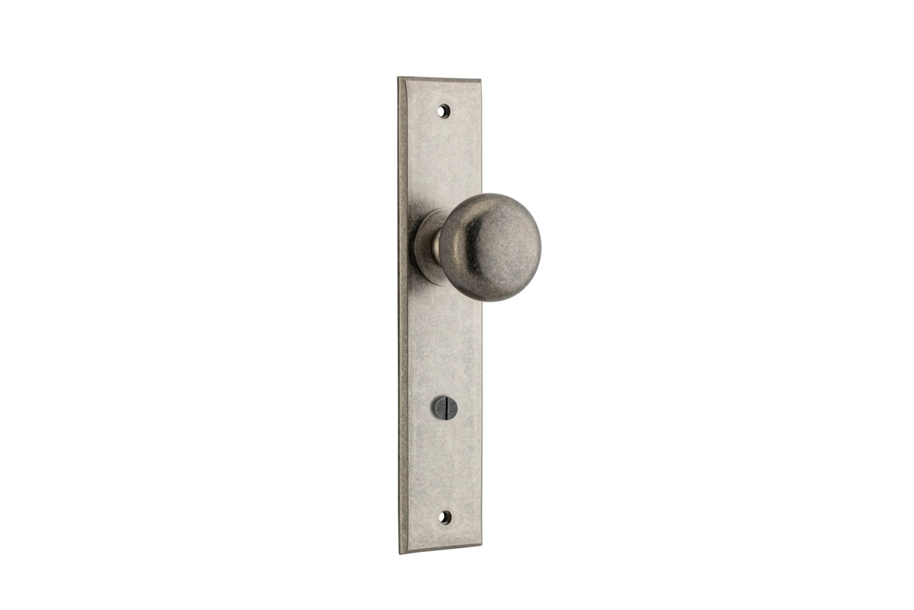 13946P85 - Cambridge Knob - Chamfered Backplate - Distressed Nickel - Privacy