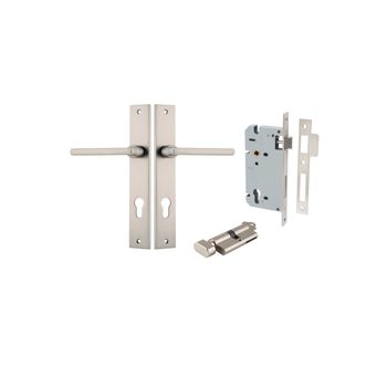 Baltimore Lever - Rectangular Backplate Entrance Kit with High Security Lock