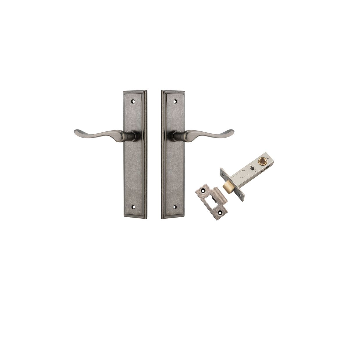 13926KPASS60 - Stirling Lever - Stepped Backplate Passage Kit - Distressed Nickel - Passage