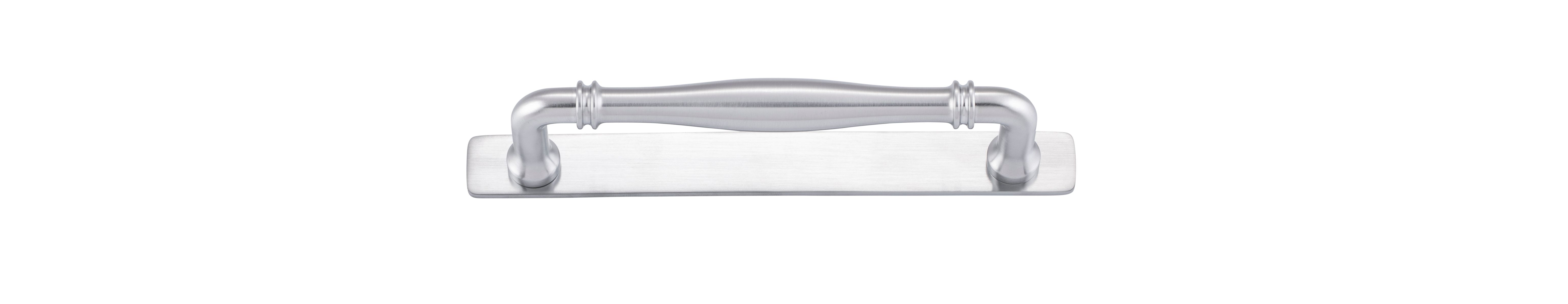 21075B - Sarlat Cabinet Pull with Backplate - CTC160mm - Brushed Chrome