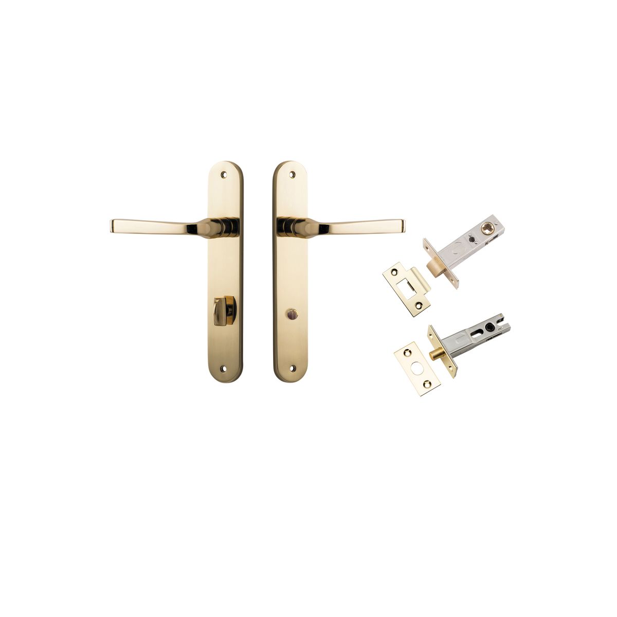 10232KPRIV60 - Annecy Lever - Oval Backplate Privacy Kit with Privacy Turn - Polished Brass - Privacy