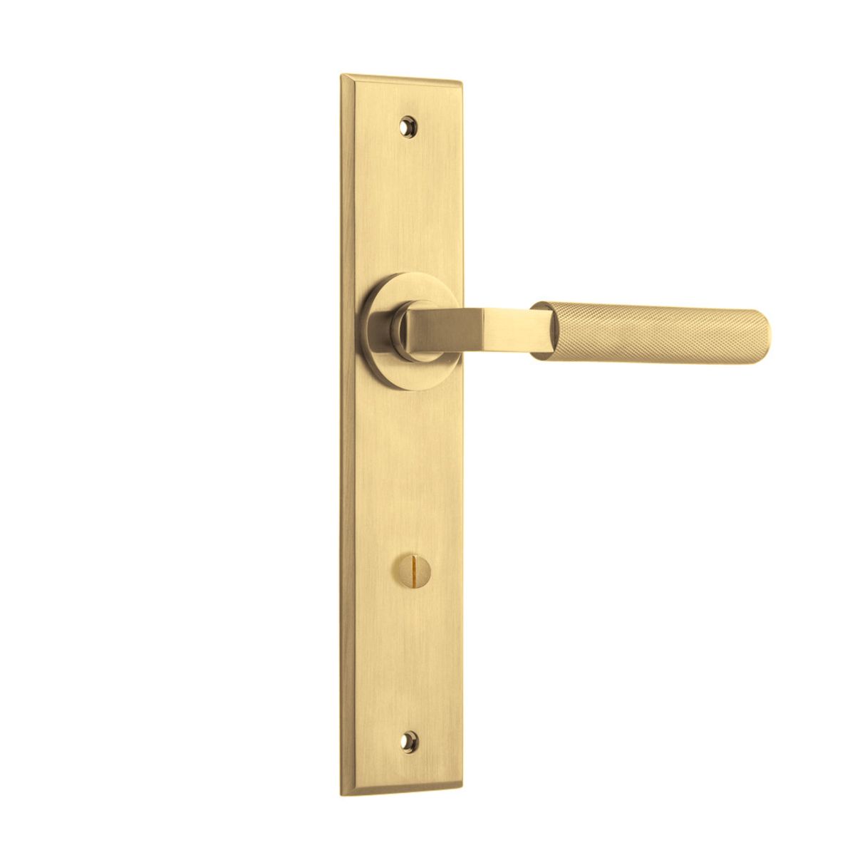 16296P85 - Brunswick Lever - Chamfered Backplate - Brushed Gold PVD - Privacy