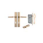 15250KENTR60KT - Berlin Lever - Rectangular Backplate Entrance Kit with High Security Lock - Brushed Brass - Entrance