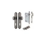 13826KENTR60KT - Paddington Knob - Shouldered Backplate Entrance Kit with High Security Lock - Distressed Nickel - Entrance