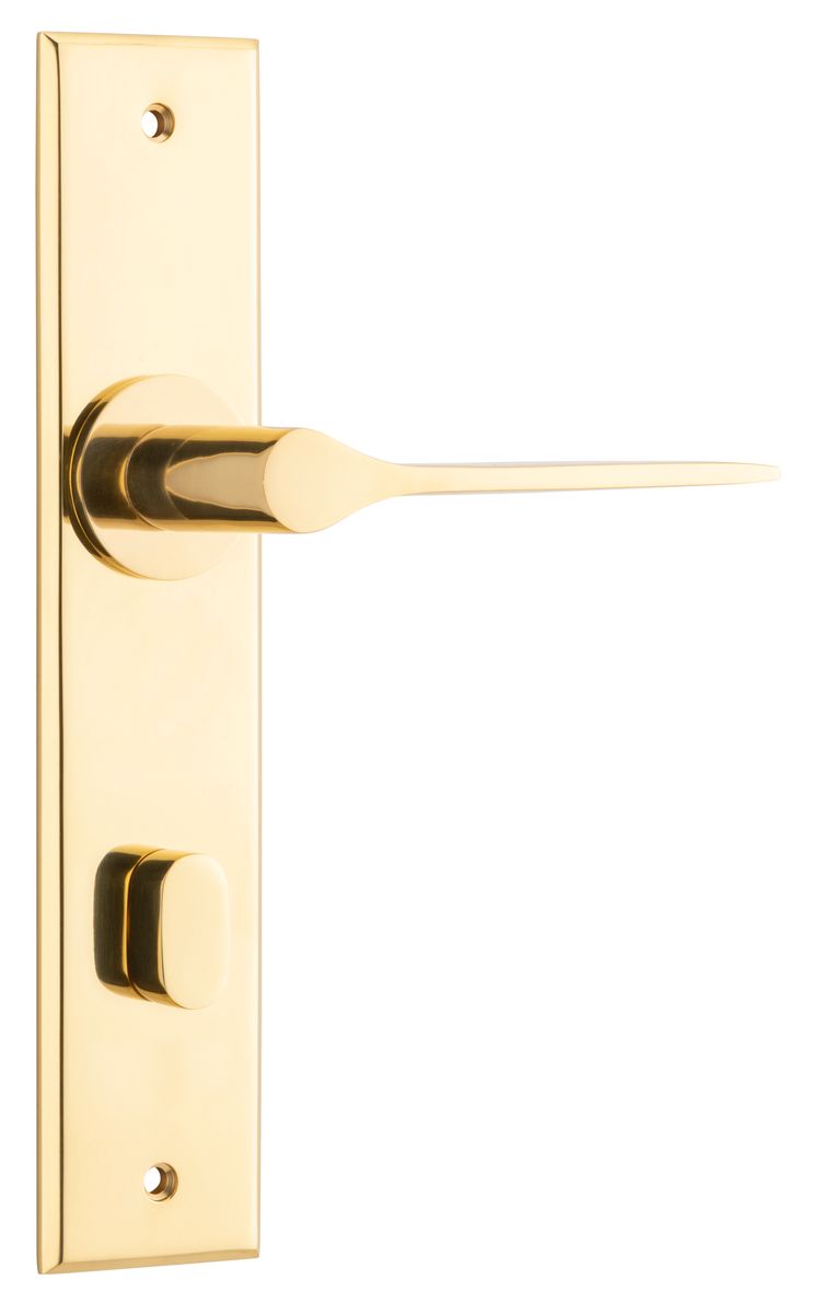 10258P85 - Como Lever - Chamfered Backplate - Polished Brass - Privacy