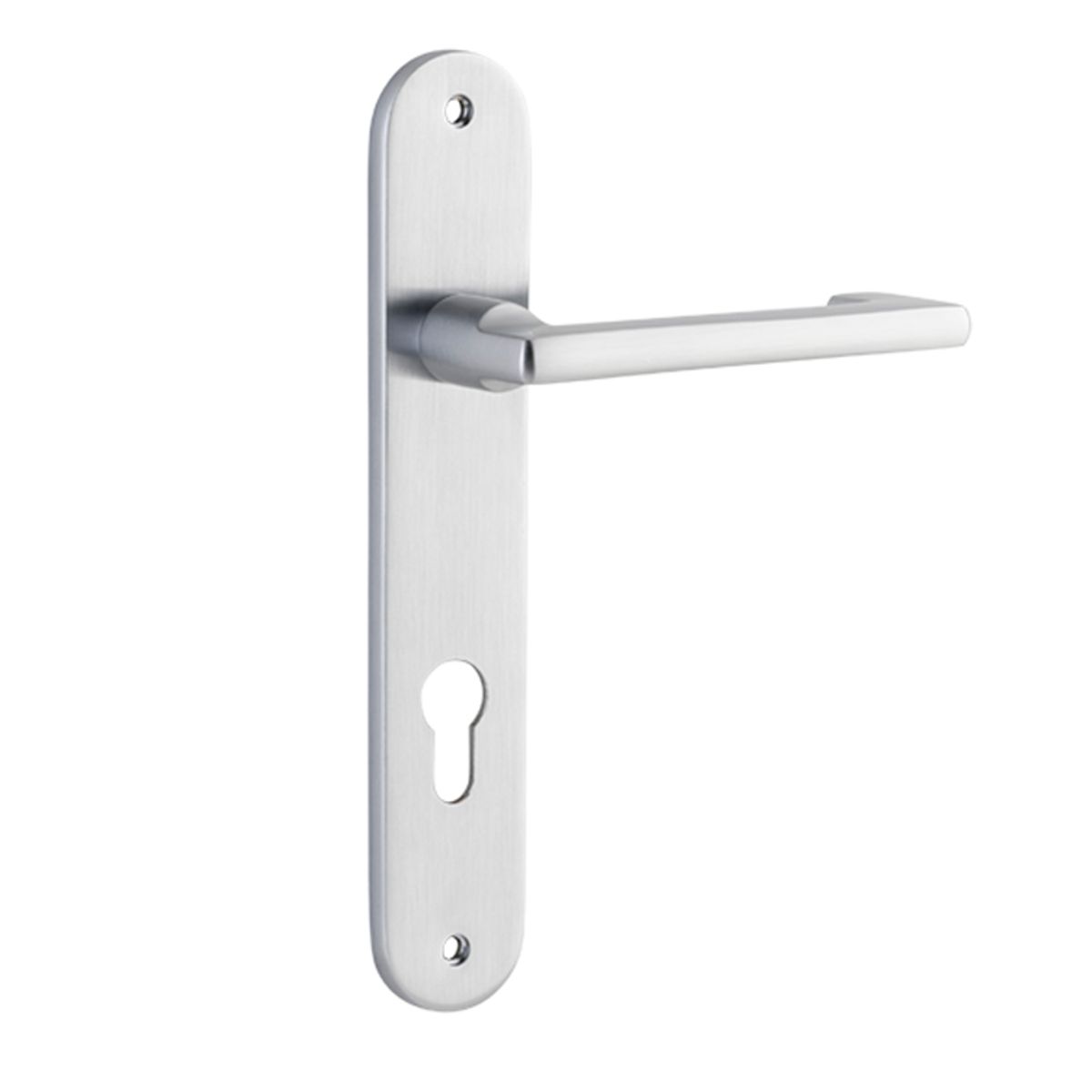 12352E85 - Baltimore Return Lever - Oval Backplate - Brushed Chrome - Entrance
