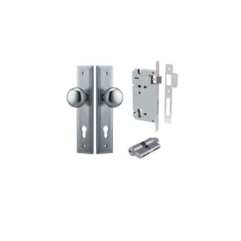 Cambridge Knob - Stepped Backplate Entrance Kit with High Security Lock
