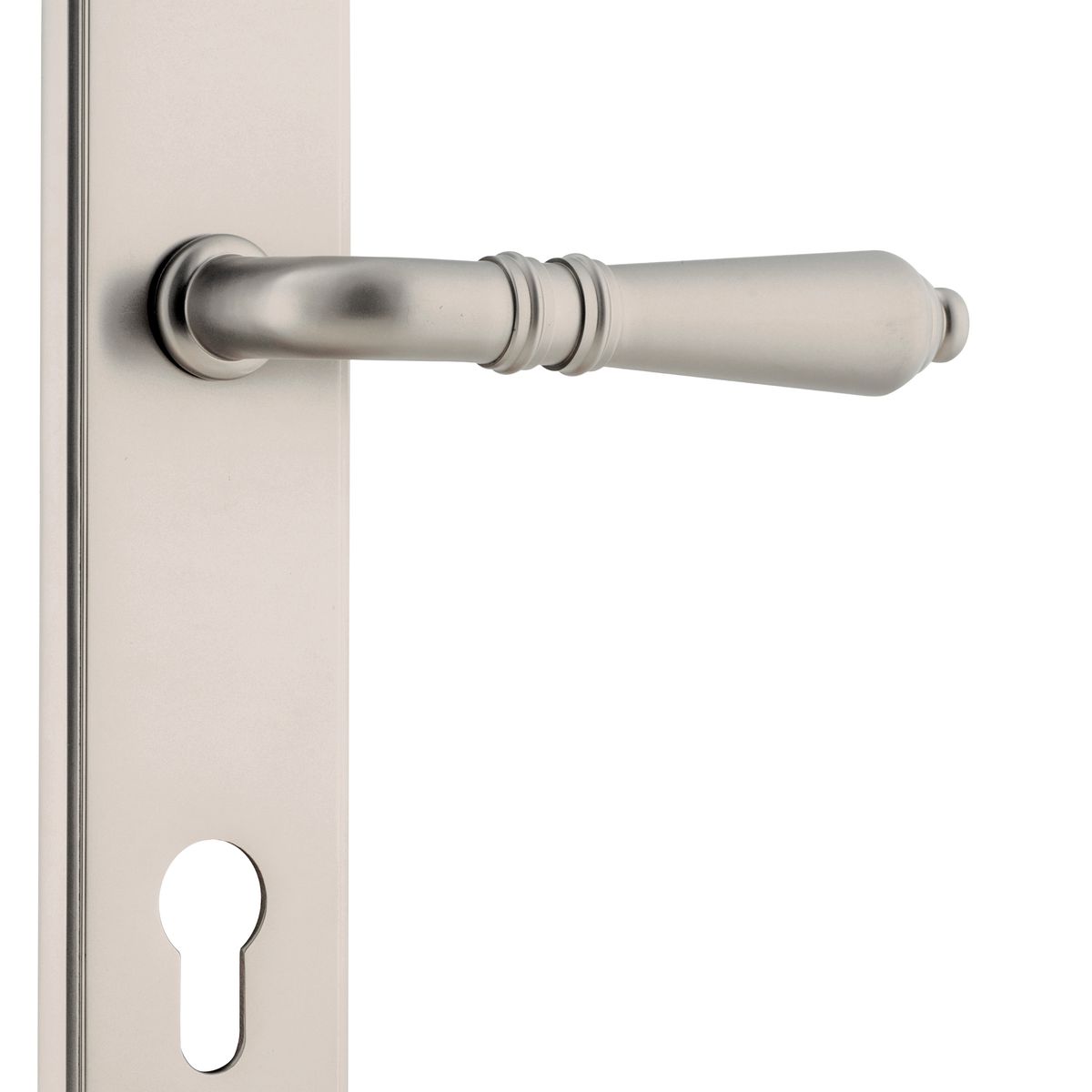 14712E85 - Sarlat Lever - Shouldered Backplate - Satin Nickel - Entrance