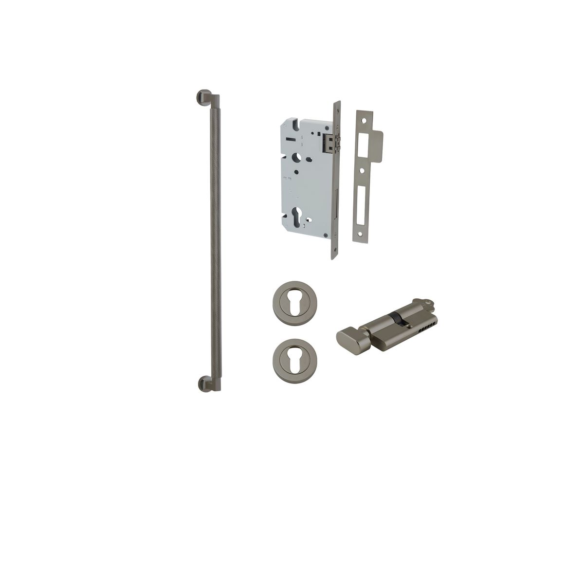 16956KENTR60KT - Brunswick Pull Handle - 600mm Entrance Kit with Separate High Security Lock - Graphite PVD - Entrance