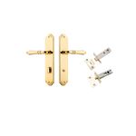 10212KPRIV60 - Sarlat Lever - Shouldered Backplate Privacy Kit with Privacy Turn - Polished Brass - Privacy