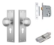 Milton Door Knob - Long Backplate Entrance Set with High Security Lock