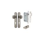 14836KENTR60KK - Guildford Knob - Oval Backplate Entrance Kit with High Security Lock - Satin Nickel - Entrance