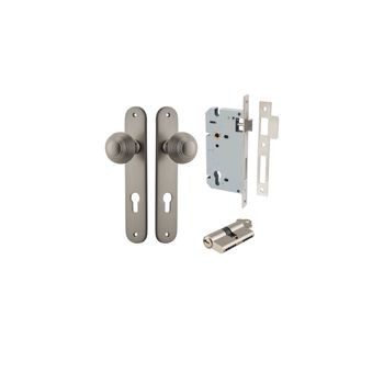 Guildford Knob - Oval Backplate Entrance Kit with High Security Lock