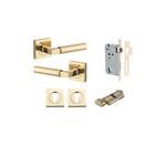 0410KENTR60KT - Berlin Lever - Square Rose Entrance Kit with High Security Lock - Polished Brass - Entrance
