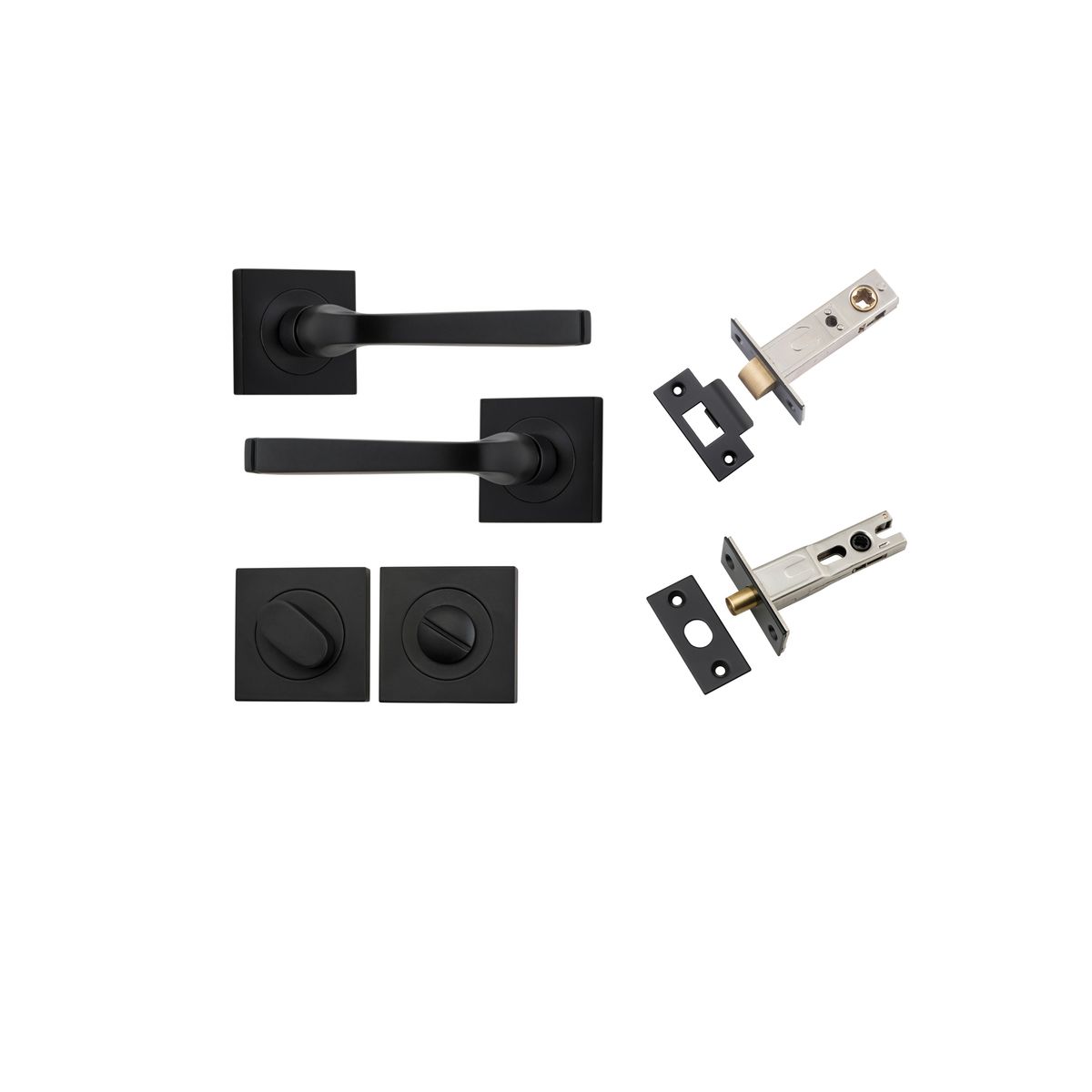 0393KPRIV60 - Annecy Lever - Square Rose Privacy Kit with Separate Privacy Turn - Matt Black - Privacy