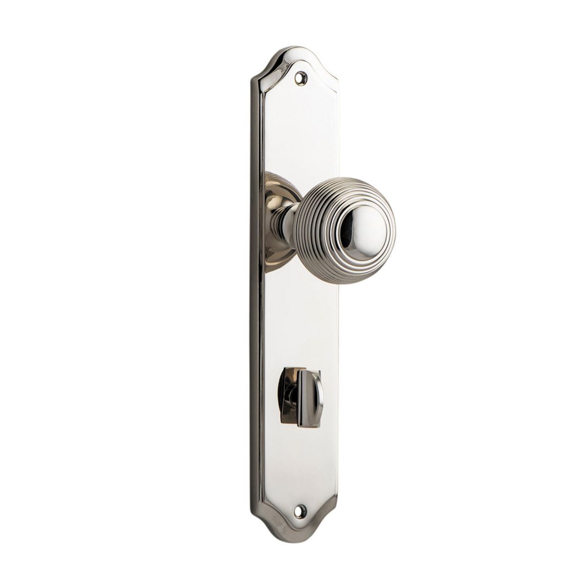 14330P85 - Guildford Knob - Shouldered Backplate - Polished Nickel - Privacy