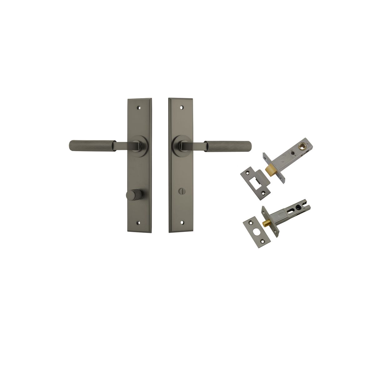16896KPRIV60 - Brunswick Lever - Chamfered Backplate Privacy Kit - Graphite PVD - Privacy