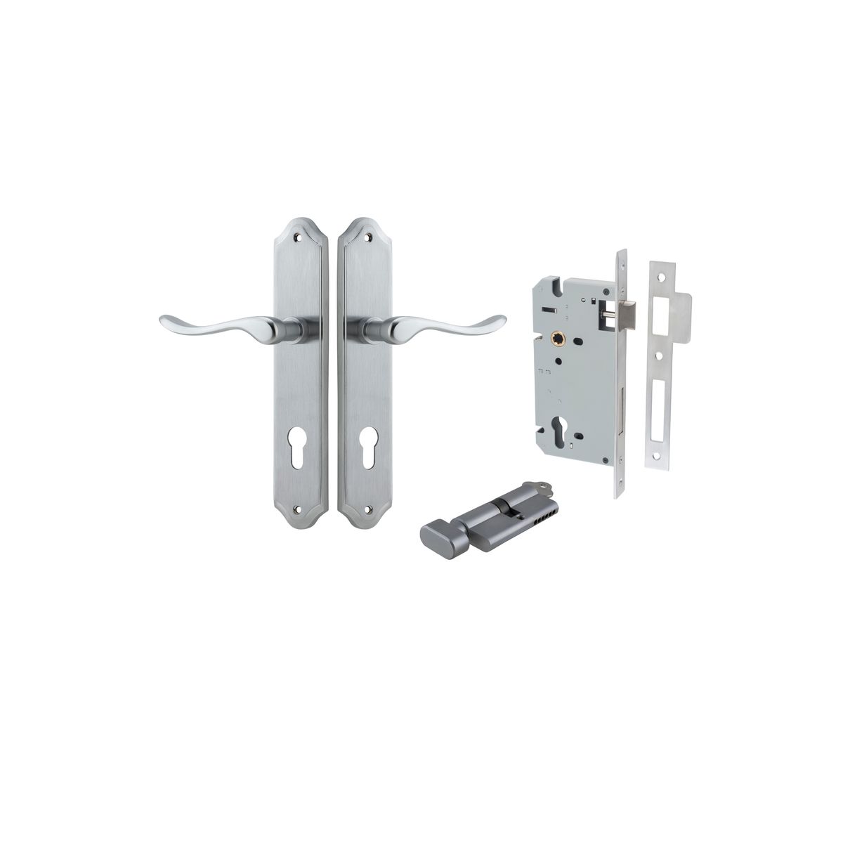 12422KENTR60KT - Stirling Lever - Shouldered Backplate Entrance Kit with High Security Lock - Brushed Chrome - Entrance