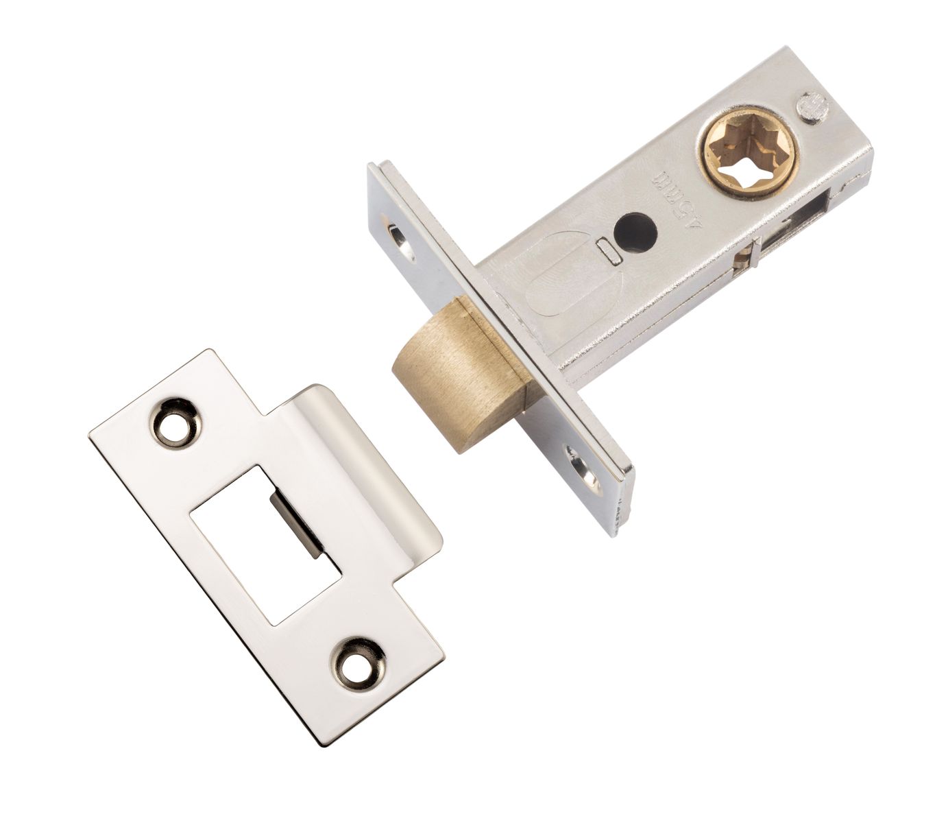 21504 - Hard Sprung Split Cam Tube Latch - 45mm Backset - Polished Nickel