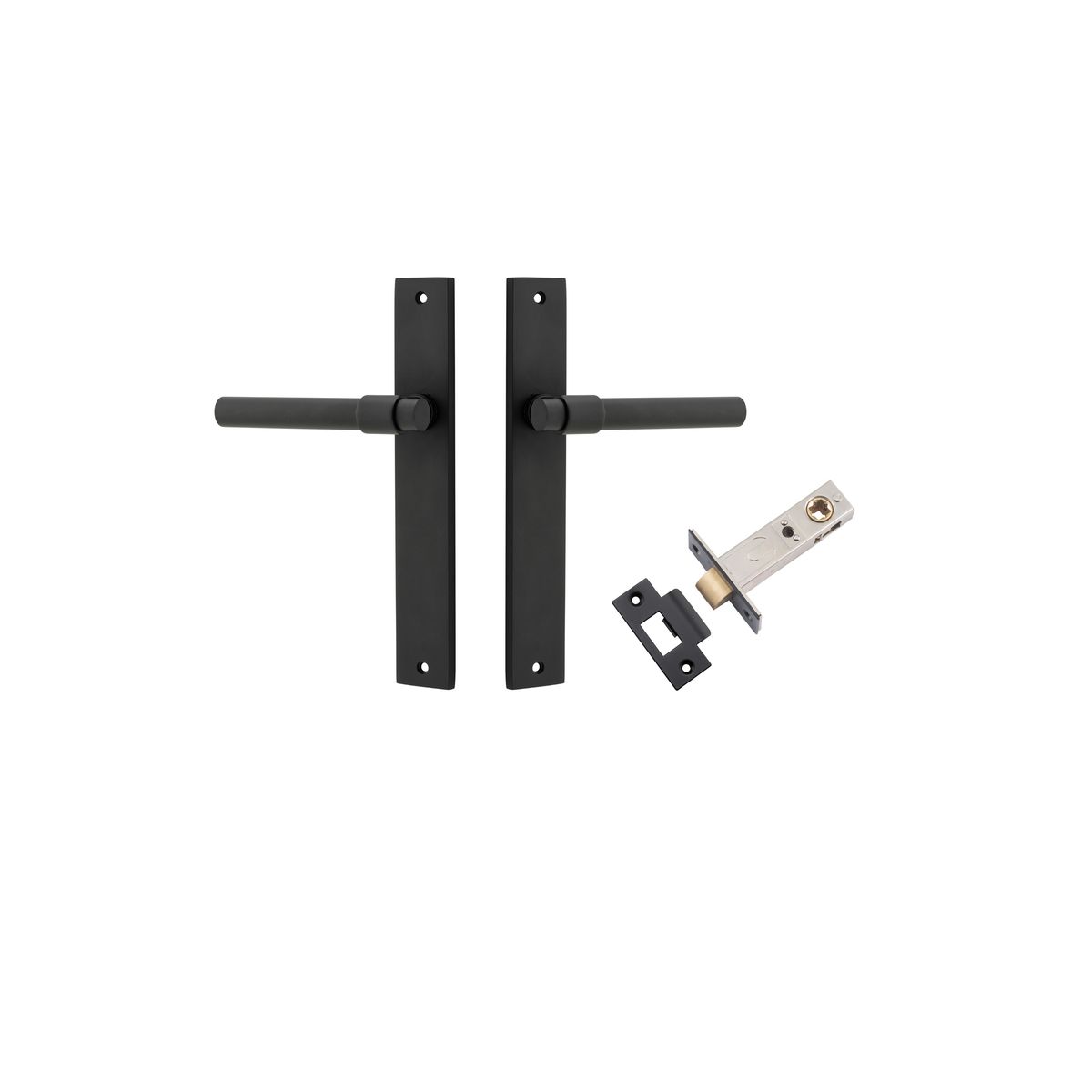 12896KPASS60 - Helsinki Lever - Rectangular Backplate Passage Kit - Matt Black - Passage