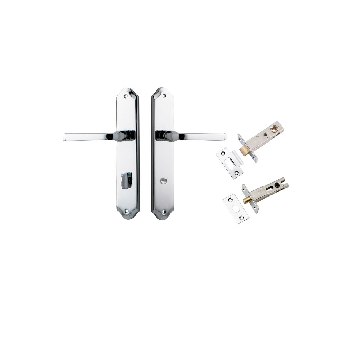 11720KPRIV60 - Annecy Lever - Shouldered Backplate Privacy Kit with Privacy Turn - Polished Chrome - Privacy