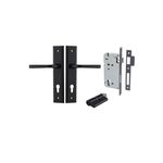 12744KENTR60KK - Annecy Lever - Stepped Backplate Entrance Kit with High Security Lock - Matt Black - Entrance