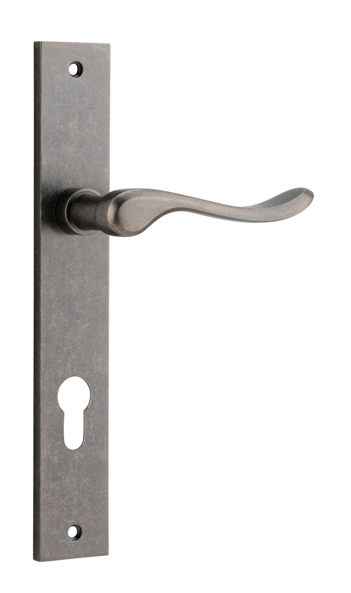 13920E85 - Stirling Lever - Rectangular Backplate - Distressed Nickel - Entrance