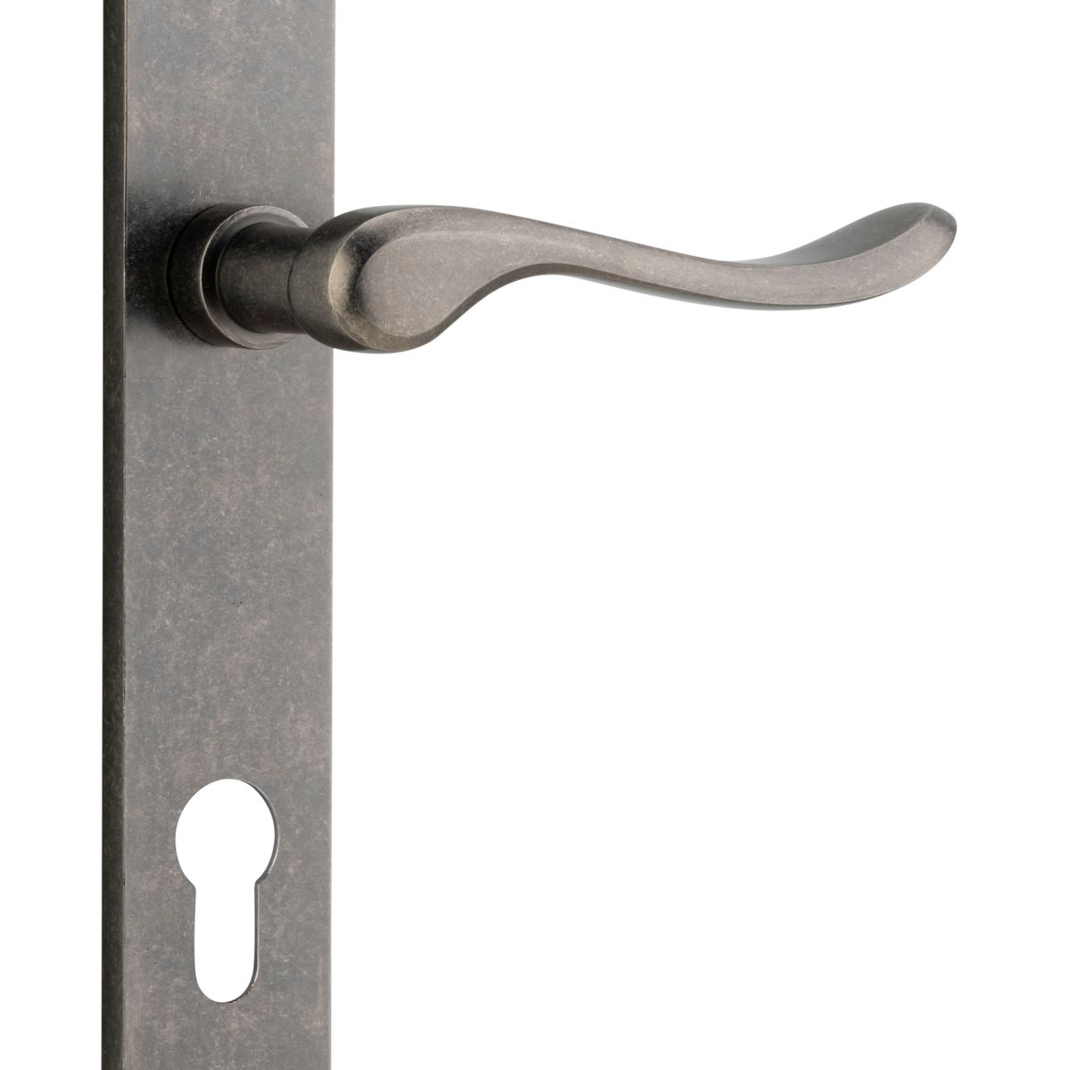 13920E85 - Stirling Lever - Rectangular Backplate - Distressed Nickel - Entrance