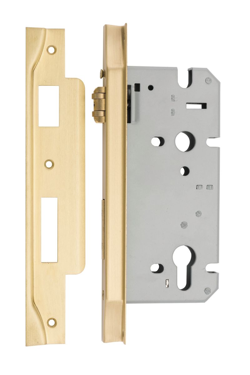 17168 - Rebated 85mm Euro Mortice Locks - 60mm Backset - Brushed Gold PVD