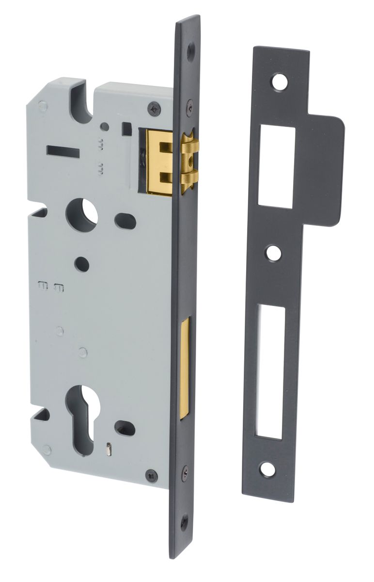 6070 - 85mm Euro Roller Mortice Lock - 45mm Backset - Matt Black