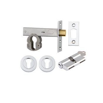 Euro Mortice Deadbolt Kit - 70mm Backset with Round Euro Escutcheon Key/Key